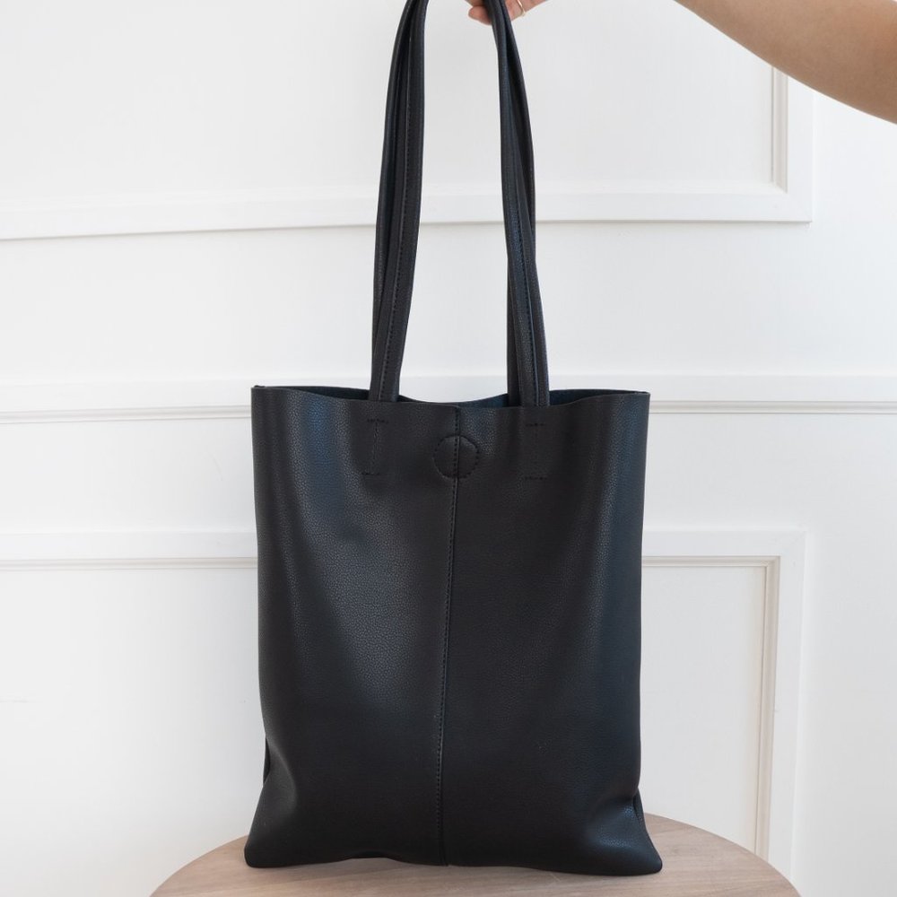 The Ava Genuine Leather Tote - Black - Picture 2 of 14
